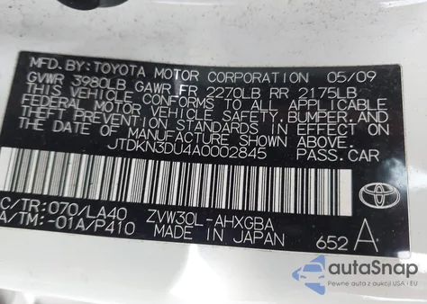 2010 Toyota Prius I/Ii/Iii/Iv/V из США, поврежденный, VIN JTDKN3DU4A0002845